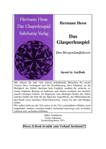 Das Glasperlenspiel (German language, 1983, Suhrkamp)